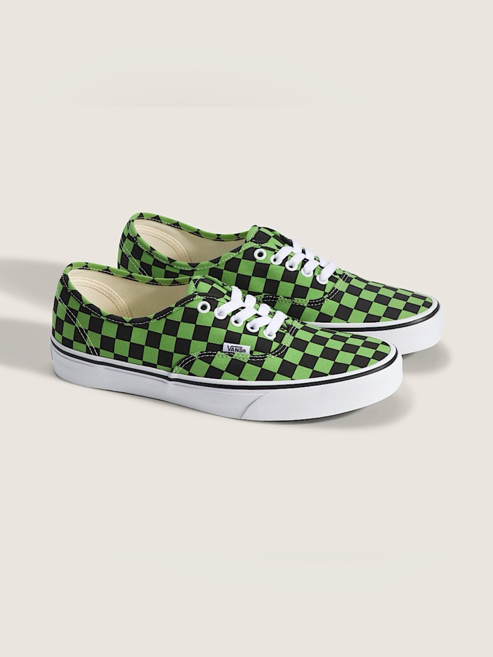 Vans Checkerboard Authentic Shoes Green/Black 5.5 Boys 7 Womens
